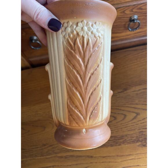 Robinson Ransbottom Pottery Vase Art Deco Floral USA 160/5 Daisies Ceramic 8" - Picture 2 of 8